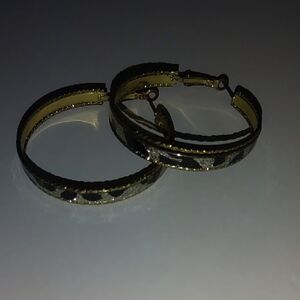 Gold and Black Hoop Earrings